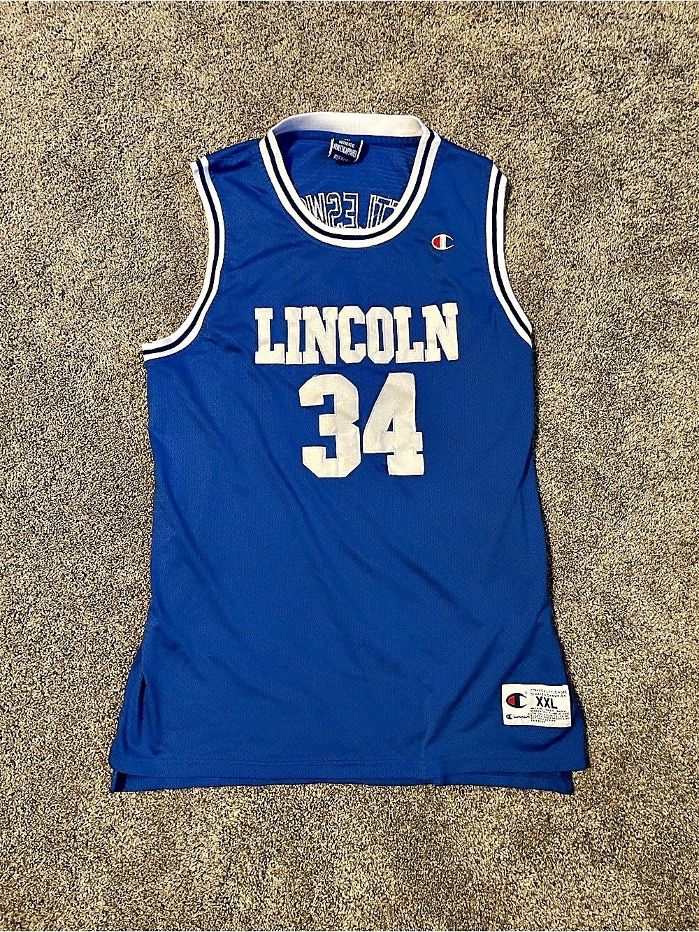 Champion Jesus Shuttlesworth Lincoln High Basketball Jersey Blue & White XXL